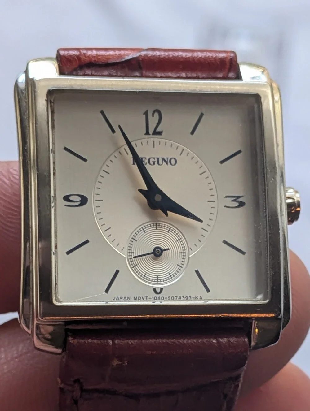 Citizen Reguno Watch Vintage Women's Silver Square Red Embossed Leather Strap